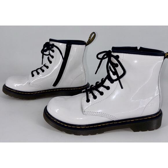 Dr Martens Doc 1460Y Youth Patent Leather Lace Up Boots White US Big Girl 5 MINT - Picture 4 of 12